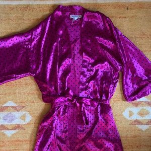 Hot pink polka dot vintage Saks fifth Avenue robe
